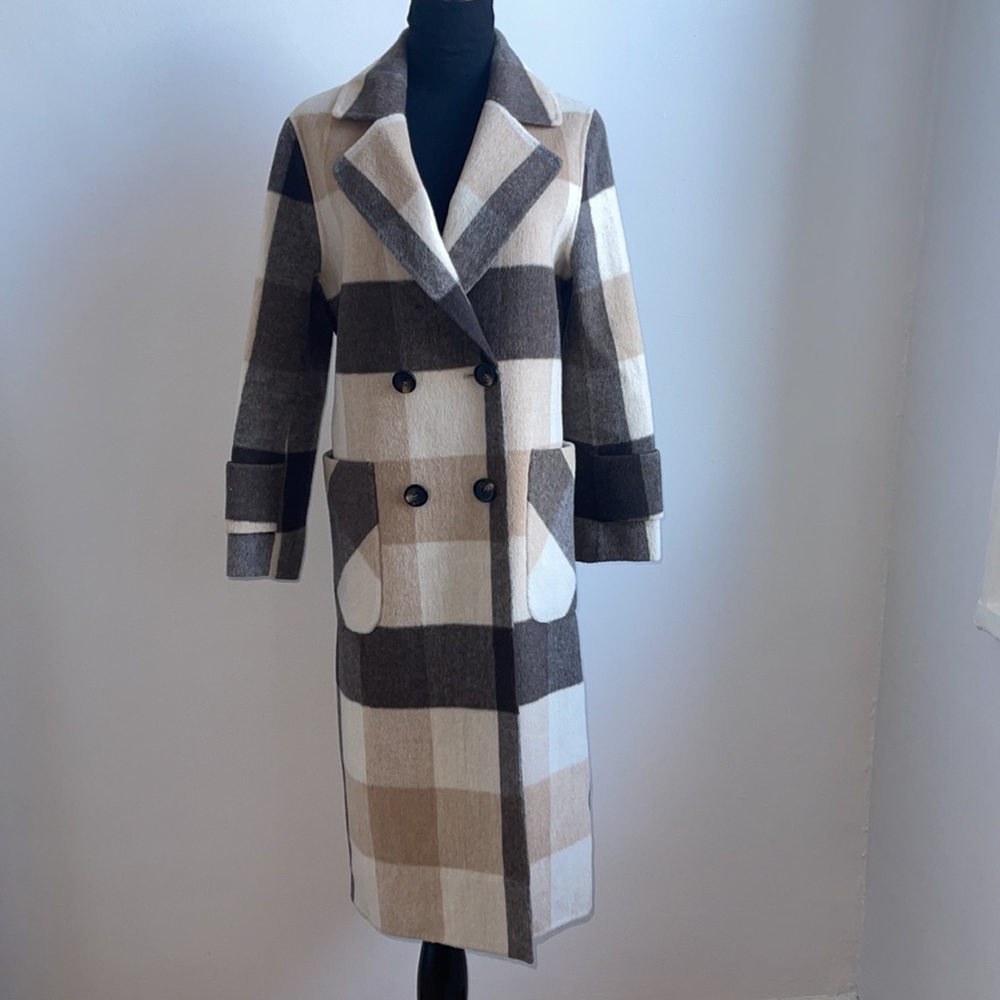 Women’s plaid check double-sided wool  coat